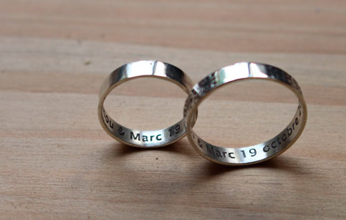 Diapason wedding bands, Polynesian symbol ring in silver