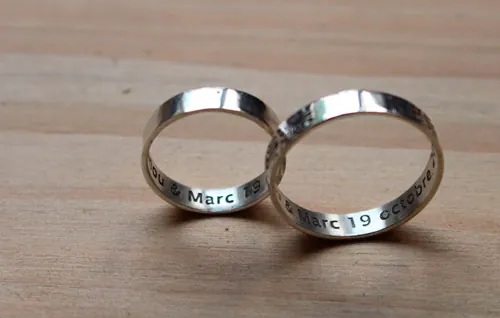 Diapason wedding bands, Polynesian symbol ring in silver