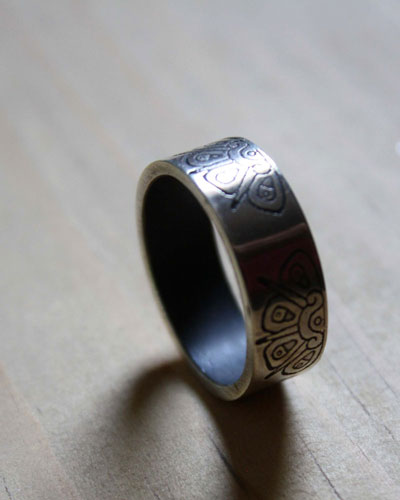 Divine star, Mayan tribal sun ring in sterling silver