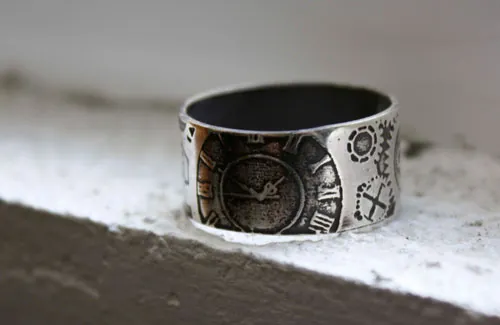 Doctor Jekyll, steampunk watch gear ring in sterling silver