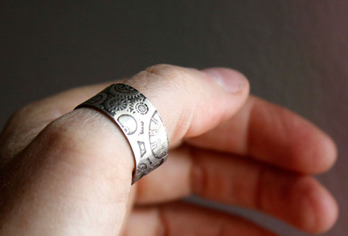 Doctor Jekyll, steampunk watch gear ring in sterling silver