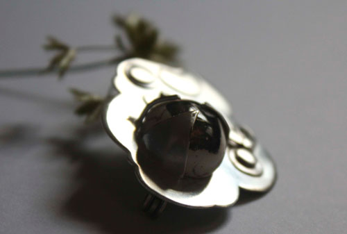 Dream of a summer night, color dream brooch in silver and fire opal