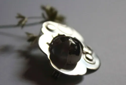 Dream of a summer night, color dream brooch in silver and fire opal