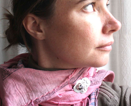Dream of a summer night, color dream brooch in silver and fire opal