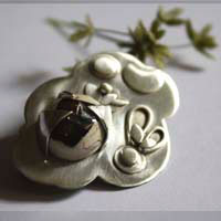 Dream of a summer night, color dream brooch in silver and fire opal