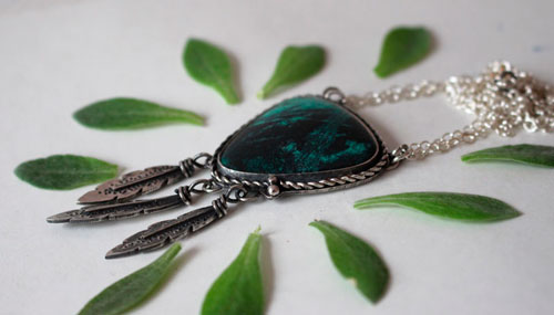 Dreamcatcher, Native American necklace in silver and sonora sunrise