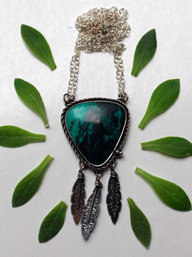 Dreamcatcher, Native American necklace in silver and sonora sunrise