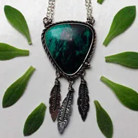 Dreamcatcher, Native American necklace in silver and sonora sunrise