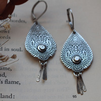 Drops of the Orient, paisley flame earrings in sterling silver