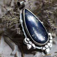 Dusk inflorescence, nocturnal flower pendant in silver and lapis lazuli
