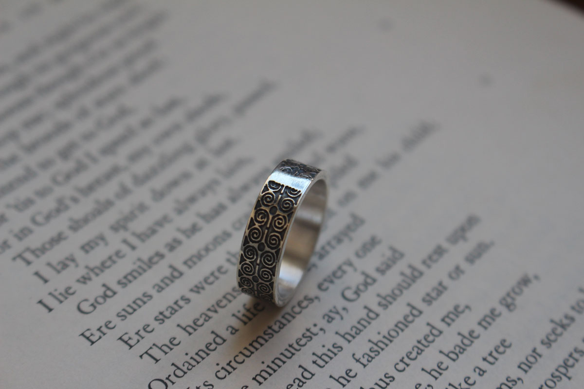 Dwennimmen, African Adinkra ring in silver