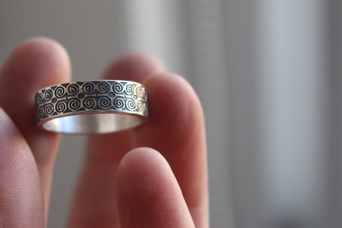 Dwennimmen, African Adinkra ring in silver