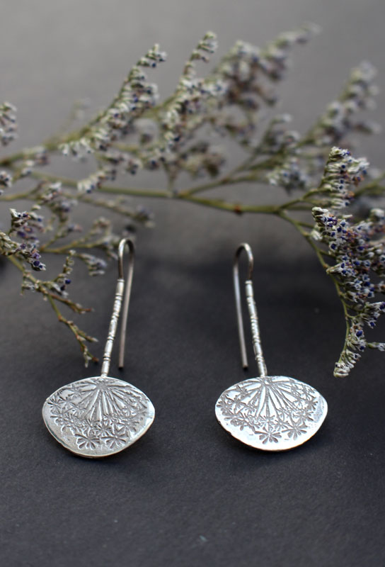 Dandelion, dandelion egret’s earrings in silver