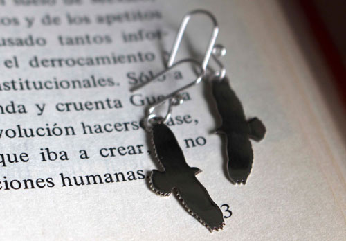 Eagle, totem bird earrings in sterling silver