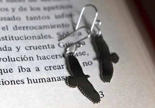 Eagle, totem bird earrings in sterling silver