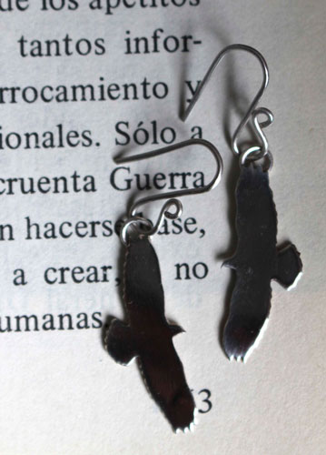 Eagle, totem bird earrings in sterling silver