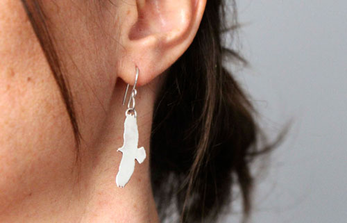 Eagle, totem bird earrings in sterling silver