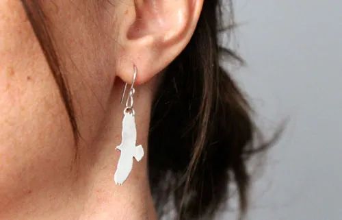 Eagle, totem bird earrings in sterling silver