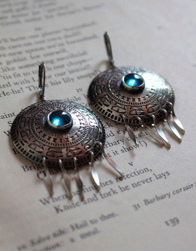 El condor pasa, andean bird earrings in silver and blue zircon
