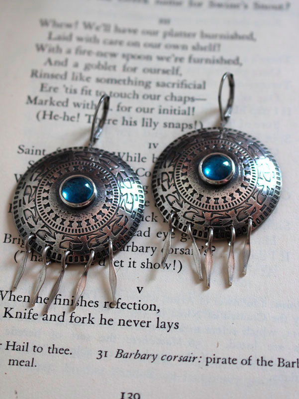 El condor pasa, andean bird earrings in silver and blue zircon