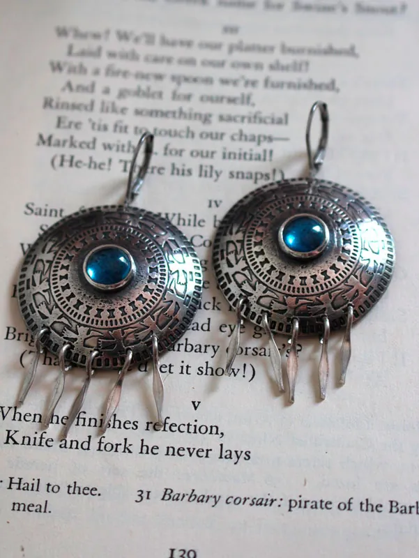 El condor pasa, andean bird earrings in silver and blue zircon