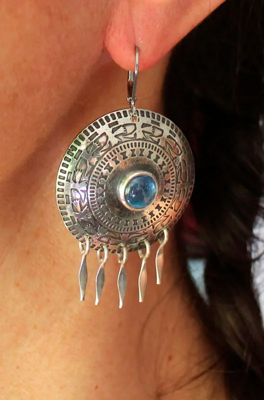El condor pasa, andean bird earrings in silver and blue zircon