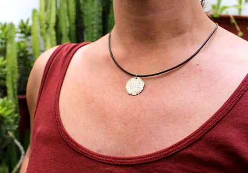 Engraved tree, initial tree trunk pendant in sterling silver