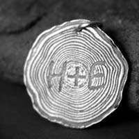Engraved tree, initial tree trunk pendant in sterling silver