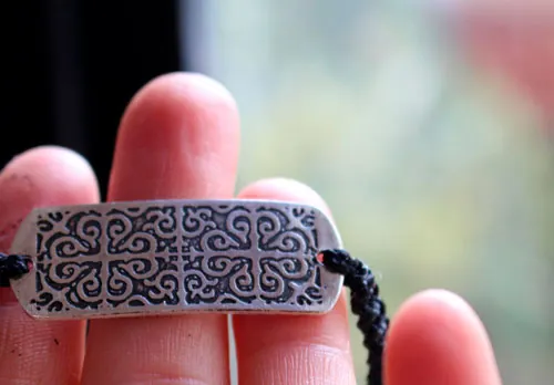 Enguerrand, medieval bracelet in sterling silver and macramé