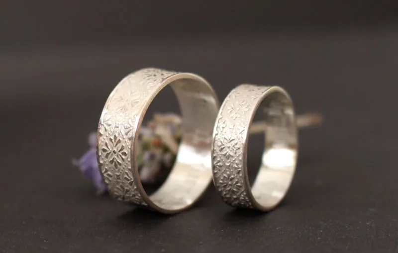 Esmée wedding bands, Medieval engagement ring in silver