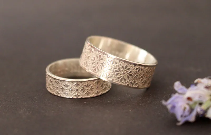 Esmée wedding bands, Medieval engagement ring in silver