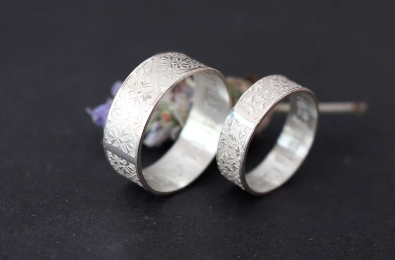 Esmée wedding bands, Medieval engagement ring in silver