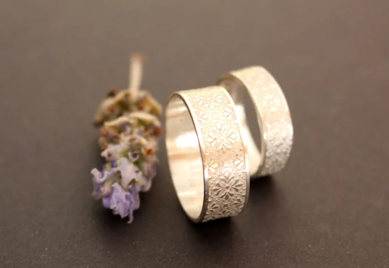 Esmée wedding bands, Medieval engagement ring in silver