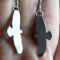 Eagle, birds of prey earrings in sterling silver