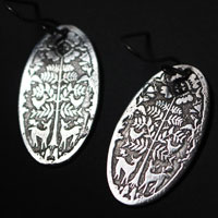 Early morning deer, Mexican Otomis earrings in sterling silver