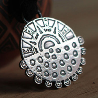 Eclipse, Aztec sun and starry night necklace in sterling silver