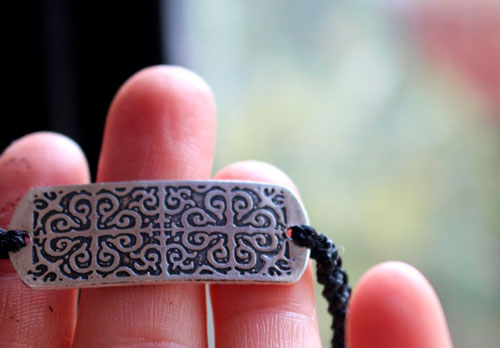 Enguerrand, medieval bracelet in sterling silver and macrame