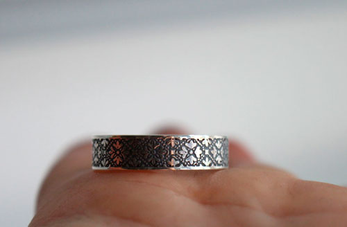 Esme, medieval flower meander ring in sterling silver