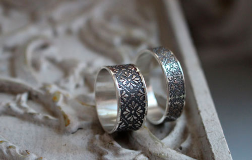 Esme, medieval flower meander ring in sterling silver