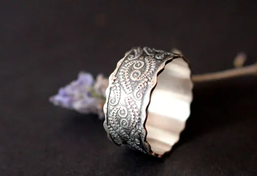 Fern, botanical ring in sterling silver