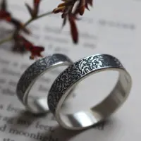 Fern and poppy wedding bands