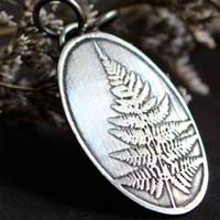 Fern leaf, botanical legend pendant in sterling silver