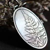 Fern leaf, botanical legend pendant in sterling silver