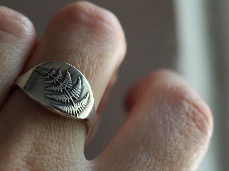 Fern sprout, nature ring in sterling silver