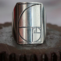 Fibonacci, the mathematical sequence signet ring in silver