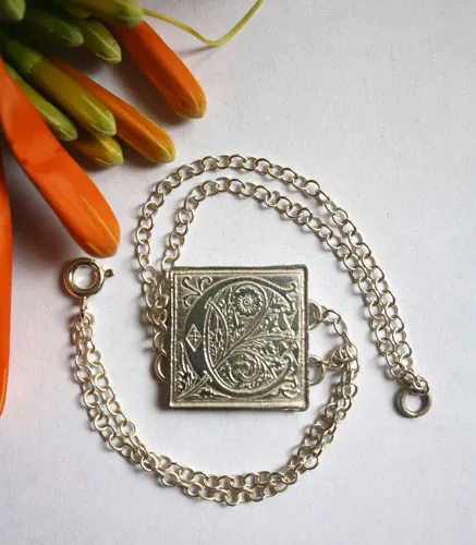 Finial, medieval illuminated initial bracelet in sterling silver