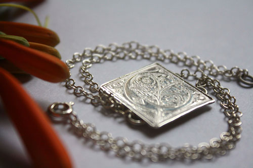 Finial, medieval illuminated initial bracelet in sterling silver