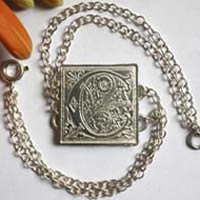 Finial, medieval illuminated initial bracelet in sterling silver
