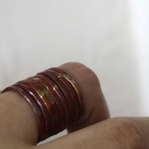 Fire copper, stacking ring in raw hammered copper