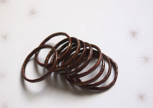 Fire copper, stacking ring in raw hammered copper